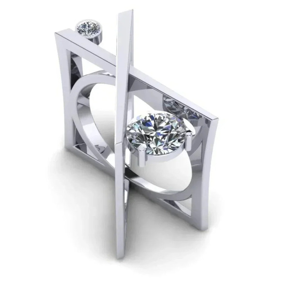 "Unique 925 Silver Plated X Overlapping Curious Ring, GPMB1427 - Picture 2 of 4